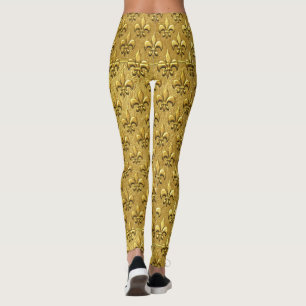 Gold Fleur de Lis Pop Fashion Leggings