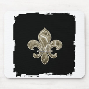 Gold Fleur de Lis Ragged Border Mousepad