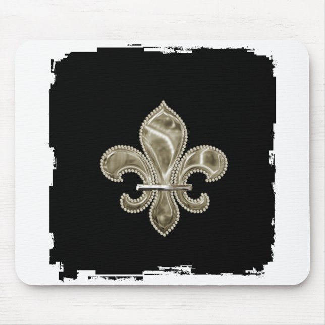 Gold Fleur de Lis Ragged Border Mousepad (Front)