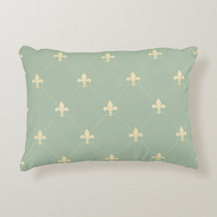 Gold Fleur-de-Lis Sage Decorative Cushion