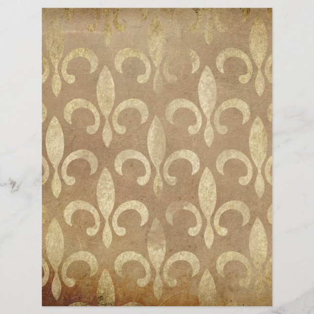 Gold Fleur de Lis Scrapbook Paper (Front)