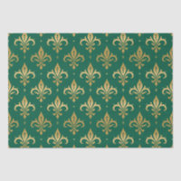 Gold fleur-de-lis seamless pattern on green
