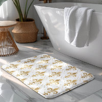 Gold fleur-de-lis seamless pattern on white