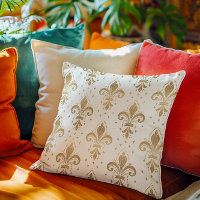Gold fleur-de-lis seamless pattern on white