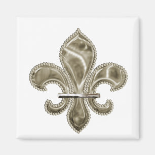 Gold Fleur de Lis Square Magnet