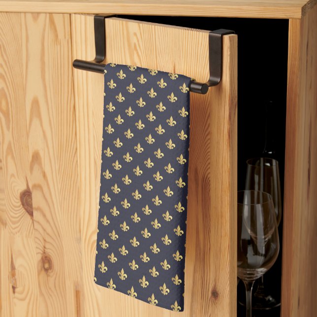 Gold Fleur De Lis Tea Towel (Thirds Fold)