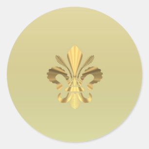 Gold fleur de lys classic round sticker