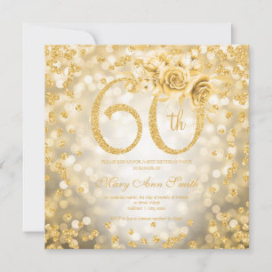 Gold Floral 60th Birthday Glam Lights