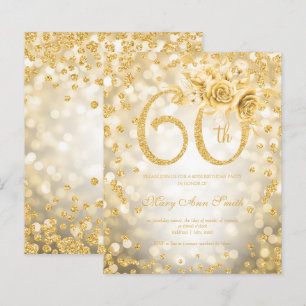 Gold Floral 60th Birthday Glam Lights