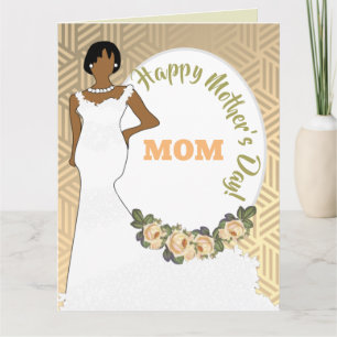 Gold Floral African American Mother's Day Card