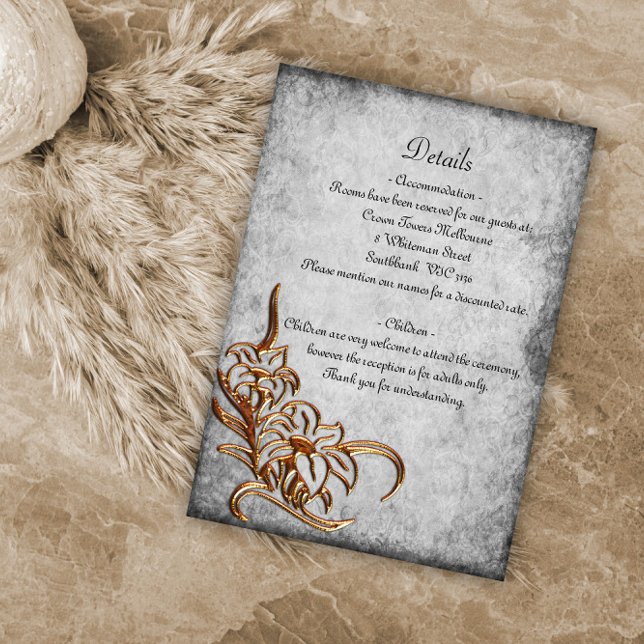 Gold Floral and Antique Parchment Rustic Wedding  Enclosure Card (Creator Uploaded)