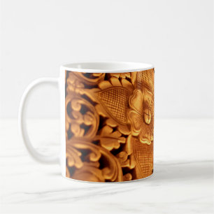 Gold floral antique art close up coffee mug