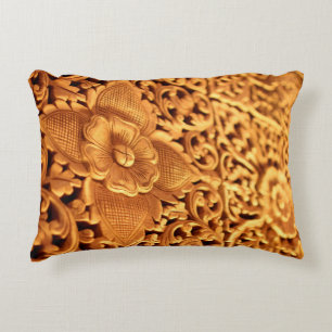 Gold floral antique art close up decorative cushion