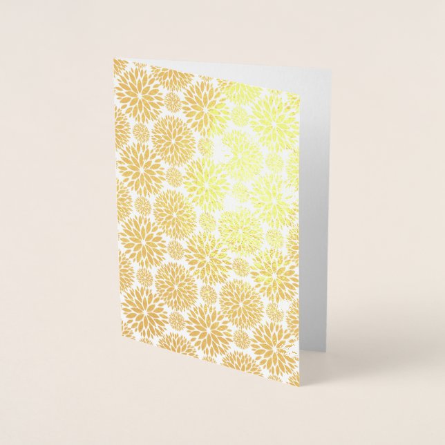 Gold Floral Any Occasion Blank Card (Front)