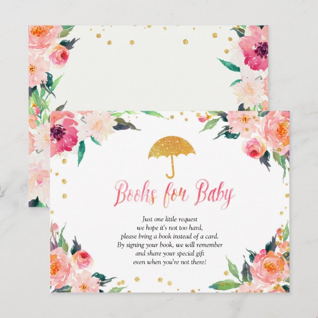 Gold Floral April shower books for baby Invitation Postcard (Front/Back)