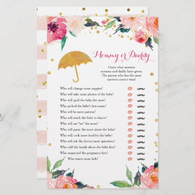 Gold Floral April Showers Mummy or Daddy (Front/Back)