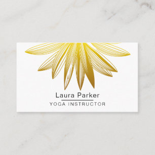 Gold Floral Art Lotus Yoga Meditation Holistic Business Card