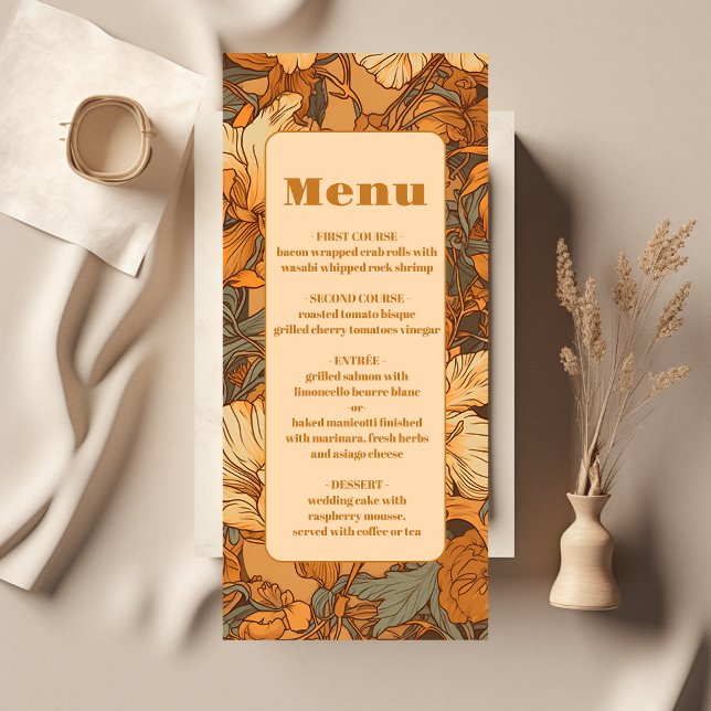 Gold Floral Art Nouveau Wedding Menu (Creator Uploaded)