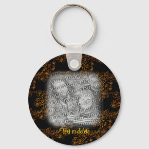 Gold Floral Art Photo Frame Personalized Key Ring