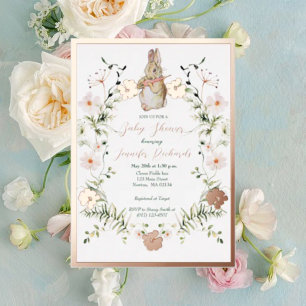 Gold Floral Baby Bunny Baby Shower