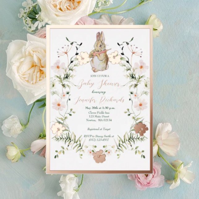 Gold Floral Baby Bunny Baby Shower (Creator Uploaded)