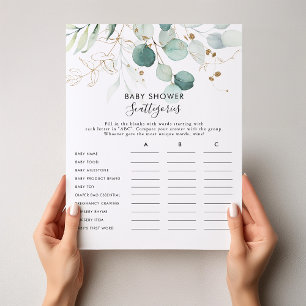 Gold Floral Baby Shower Scattegories Game 