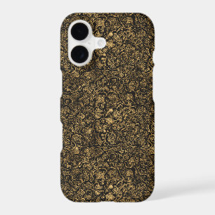 Gold Floral Baroque Pattern on Black