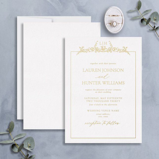 Gold Floral Border Monogram Wedding (Creator Uploaded)