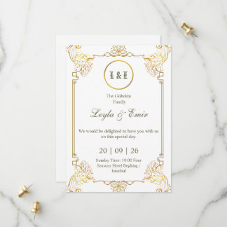 Gold Floral Border Save the Date