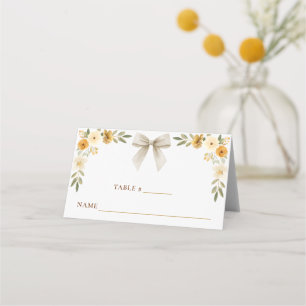 Gold Floral Bow Tent Card Place Setting