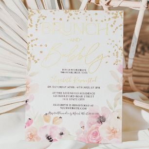 Gold floral brunch bubbly bridal shower