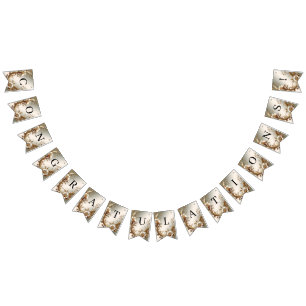 Gold Floral Bunting Flag