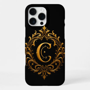Gold Floral C Monogram Luxury Botanical Initial iPhone 16 Pro Max Case