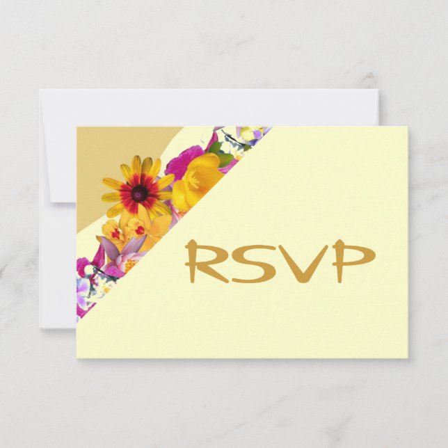 Gold floral canopy RSVP Card (Front)