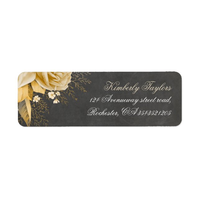 Gold Floral Chalkboard Vintage Wedding (Front)