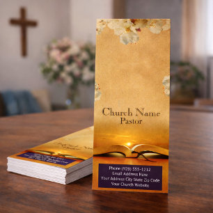 Gold Floral Church Bible Rack Card, Ministry Card