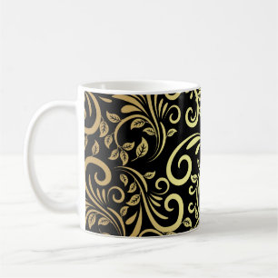 gold floral coffee mug
