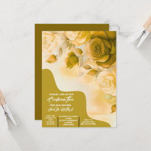 Gold Floral Confirmation Invitation, Floral Confir Invitation