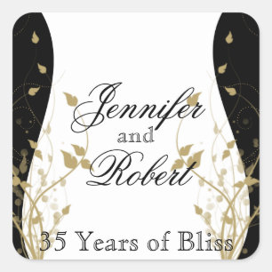 Gold Floral Curved Envelope Seal