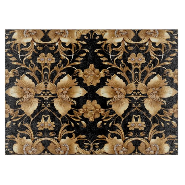 Gold Floral Cutting Board (Front)
