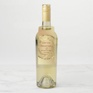 Gold Floral Damask And Hearts Bottle Tag