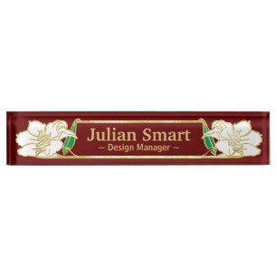 Gold Floral design with frame Desk Name Plate
