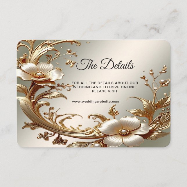 Gold Floral Detail Enclosure Card (Front)