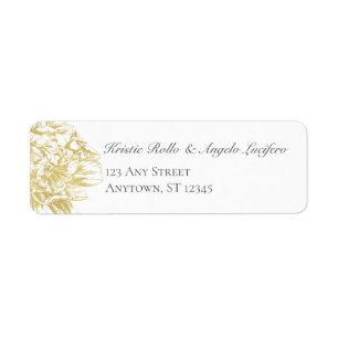 Gold Floral Elegant Wedding Return Address Label