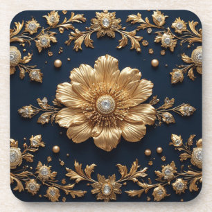 Gold Floral Embellishment Coaster