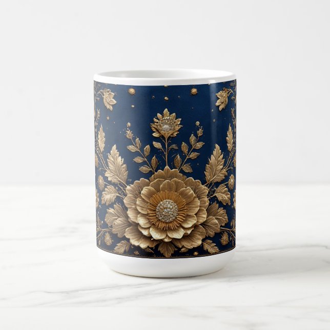 Gold Floral Embellishment Coffee Mug (Center)