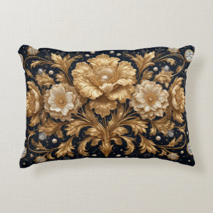 Gold Floral Embellishment Decorative Cushion