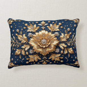 Gold Floral Embellishment Decorative Cushion