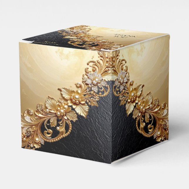 Gold Floral Embellishments Favor Box (Front Side)