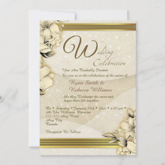 Gold Floral Flat Card